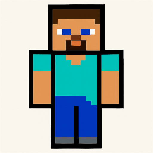 miceraft steve.
In-Game asset.  2d.  High contrast.  No shadows