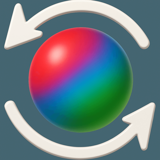 içindeki topun rengini kırmızı mavi ve yeşil yap ama geçişleri smooth olsun