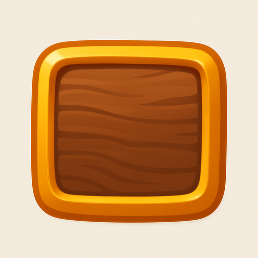 Trozo de madera bordeado en oro .
In-Game asset.  2d.  High contrast.  No shadows. Lineless. Suave