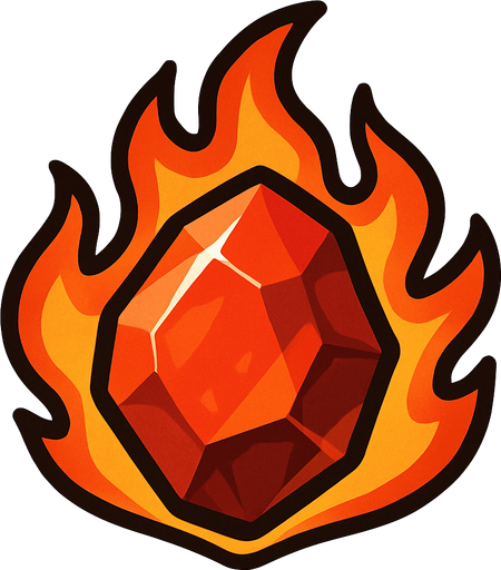 Pierre élément feu.
In-Game asset.  2d.  High contrast.  No shadows