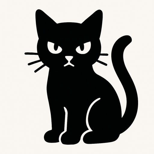 siyah bir kedi.
In-Game asset.  2d.  High contrast.  No shadows