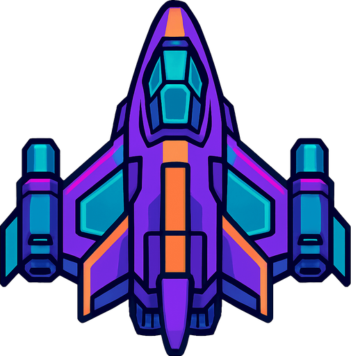 Space ship.
In-Game asset.  2d.  High contrast.  No shadows
