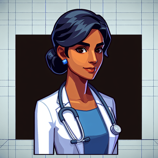 A doctor.
Single Game Texture. In-Game asset. 2d. Blank background. High contrast. No shadows.