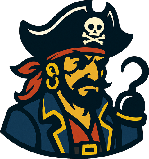 A pirate.
In-Game asset.  2d.  High contrast.  No shadows