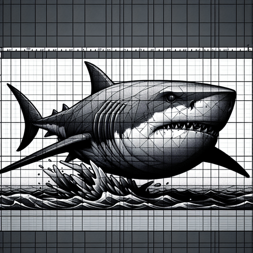 A shark.
Single Game Texture.  In-Game asset.  2d.  Blank background.  High contrast.  No shadows