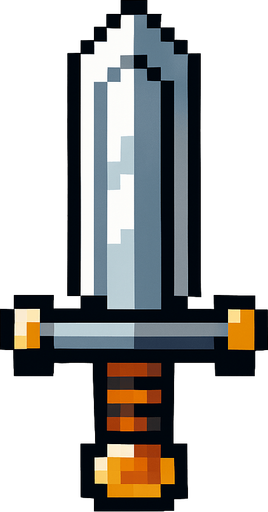 Quiero una espada de metal, estilo 32 bits.
In-Game asset.  2d.  High contrast.  No shadows