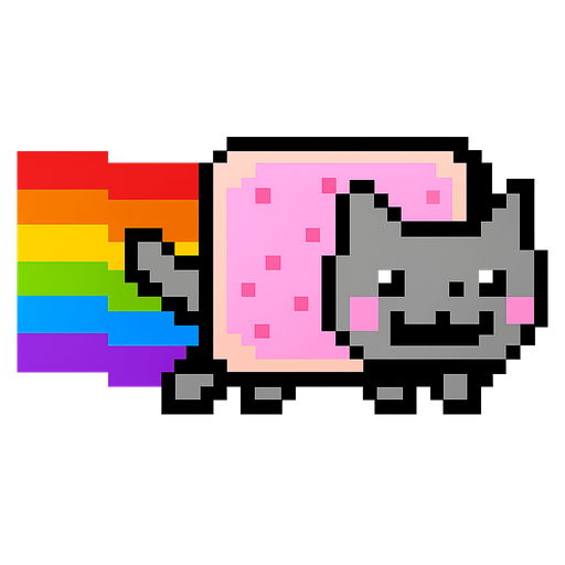 make very well known rainbow cat memes. single character. no writing..
In-Game asset.  2d.  High contrast.  No shadows