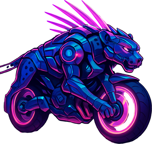 cyberpunk American anime koraidon Miraidon-esque motorcycle animal futuristic cheetah-meets-motorcycle