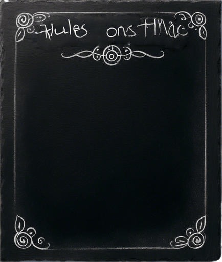 "RULES" handwritten in chalk