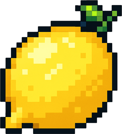 pixel art of a lemon.
In-Game asset.  2d.  High contrast.  No shadows