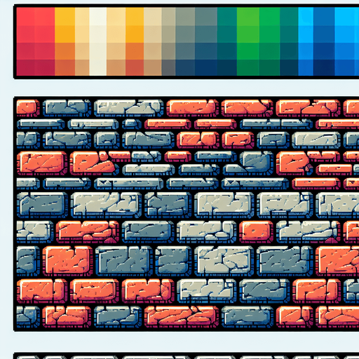 bricks should be like rgb color and without background.
Single Game Texture. In-Game asset. 2d. Blank background. High contrast. No shadows.