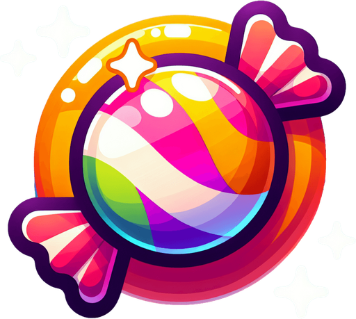 sweet candy.
Single Game Texture. In-Game asset. 2d. Blank background. High contrast. No shadows.