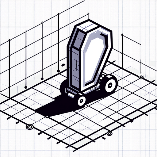tekerlekli animasyon bir tabut ve dikey pozisyonda.
Single Game Texture. In-Game asset. 2d. Blank background. High contrast. No shadows.