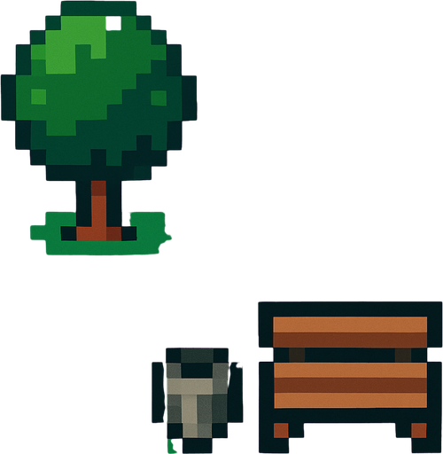 Park tile 2d pixilated topdown.
In-Game asset.  2d.  High contrast.  No shadows