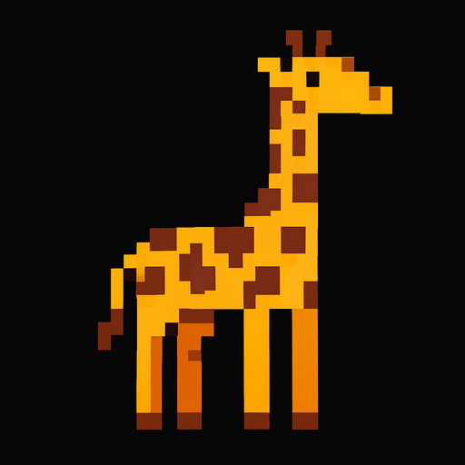 Giraffe 8 bit.
In-Game asset.  2d.  High contrast.  No shadows