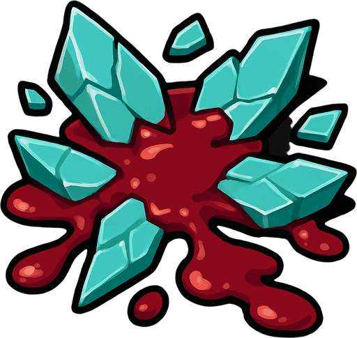 pieces of glass with spilled jam.
In-Game asset.  2d.  High contrast.  No shadows