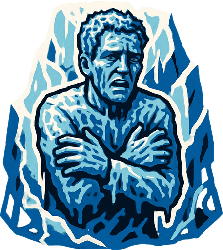 Frozen human.
In-Game asset.  2d.  High contrast.  No shadows