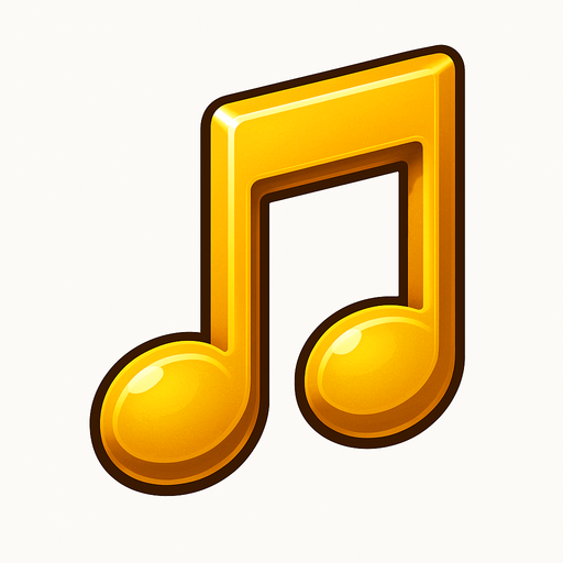 gold musical note.
In-Game asset.  3d.  High contrast.  No shadows