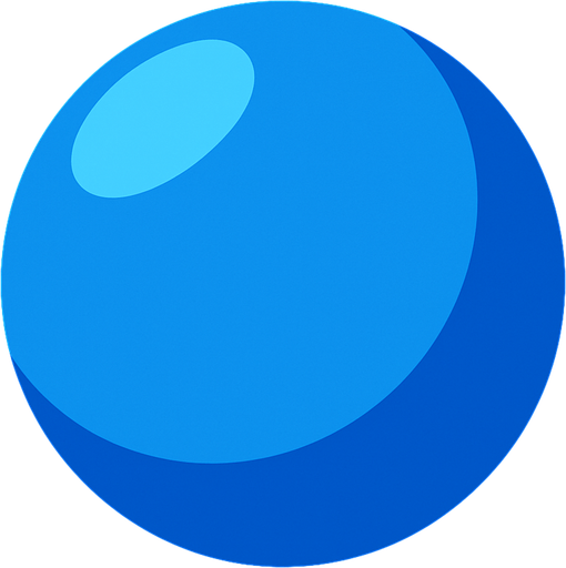 Mavi 3d yuvarlak top.
In-Game asset.  2d.  High contrast.  No shadows