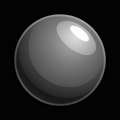 3d gray ball shiny.
In-Game asset.  2d.  High contrast.  No shadows