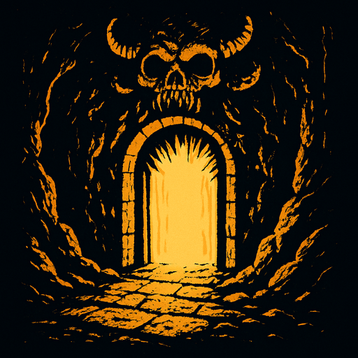 a terrifying but illuminating exit.
In-Game asset.  2d.  High contrast.  No shadows