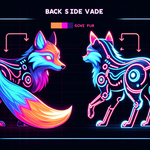 🦊 Animal-based	" a back side view of neon cyber fox, glowing fur, sleek design".
Single Game Texture.  In-Game asset.  2d.  Blank background.  High contrast.  No shadows