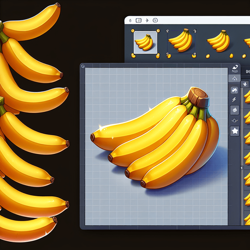 Bananas
Single Game Texture. In-Game asset. 2d. Blank background. High contrast. No shadows.