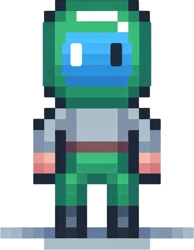 pixel bir su adam 2d yesil pantolon giyinmis.
Single Game Texture.  In-Game asset.  2d.  Blank background.  High contrast.  No shadows. 2d pixel