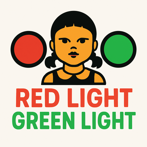 Logo red light green light.
In-Game asset.  2d.  High contrast.  No shadows