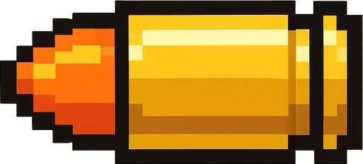 pixel art bullet.
In-Game asset.  High contrast.  No shadows