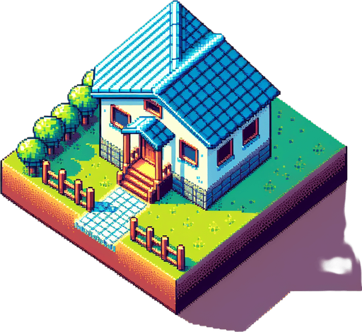 house from above, top down, pixel art, 8 bit style.
Single Game Texture. In-Game asset. 2d. Blank background. High contrast. No shadows.