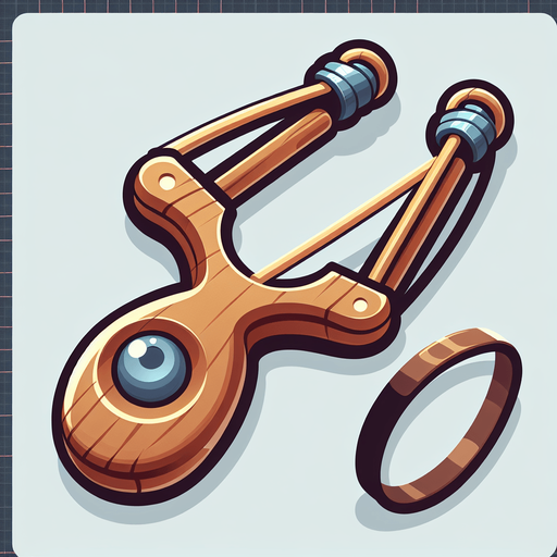 cartoon looking slingshot.
Single Game Texture. In-Game asset. 2d. Blank background. High contrast. No shadows.