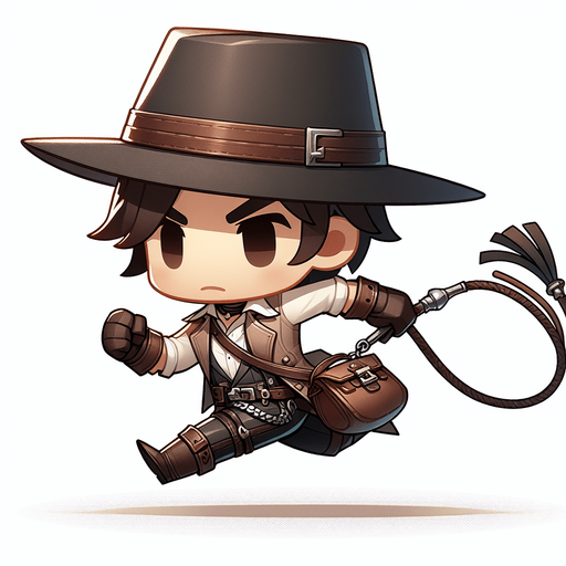 chibi indiana jones treasure hunter run
Single Game Texture.  In-Game asset.  2d.  Blank background.  High contrast.  No shadows