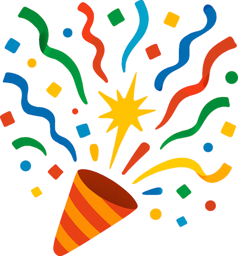 Konfeti tasarla patlayan.
In-Game asset.  2d.  High contrast.  No shadows