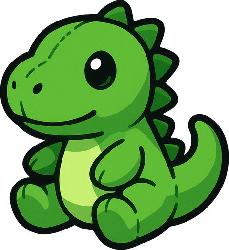 Green dino plushie.
In-Game asset.  2d.  High contrast.  No shadows