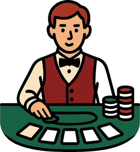 a croupier.
In-Game asset.  2d.  High contrast.  No shadows