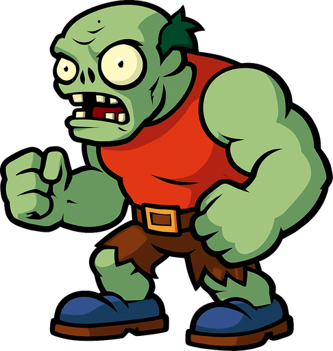 Strong zombie de plantas vs zombies.
In-Game asset.  2d.  High contrast.  No shadows