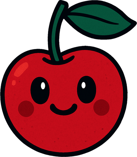 Cherry 
 with face.
In-Game asset.  2d.  High contrast.  No shadows