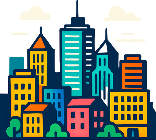 ciudad.
In-Game asset.  2d.  High contrast.  No shadows