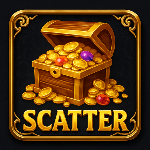 Crea un asset visual completo para el símbolo 'S' (Scatter) de Megaways: un Cofre del Tesoro o Bolsa de Dinero, directamente sobre su panel de fondo.

Diseño General:

Forma: Un panel cuadrado o ligeramente redondeado.

Fondo del Panel: Terciopelo oscuro (negro o azul noche) o un metal pulido muy oscuro.

Borde: Un borde elegante dorado o plateado alrededor del panel.

Detalles del Fondo: Puede tener un patrón sutil de filigrana de casino en las esquinas del panel.

Símbolo Central (Cofre/Bolsa):

Un cofre del tesoro abierto desbordando monedas de oro y joyas, o una bolsa de dinero con el signo '$', posicionada centralmente.

Colores: Dorados, marrones y brillantes..
In-Game asset.  2d.  High contrast.  No shadows