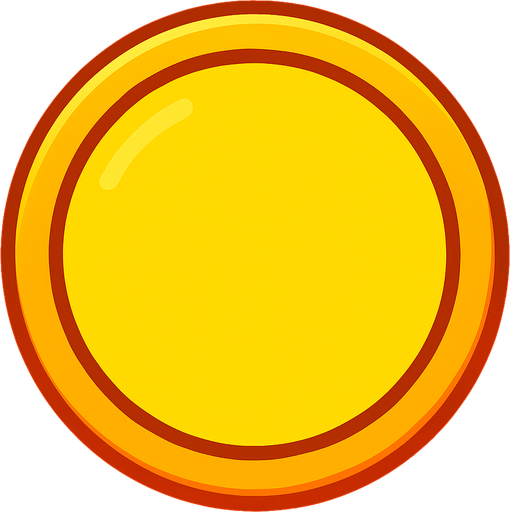 plain yellow round button with orange border.
In-Game asset.  2d.  High contrast.  No shadows