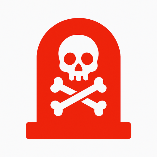 dead logo obstacle red color.
In-Game asset.  2d.  High contrast.  No shadows