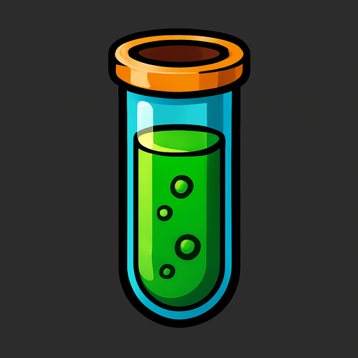 3 d gibi duran deney tübu.
In-Game asset.  2d.  High contrast.  No shadows