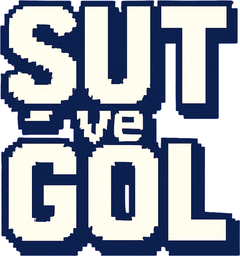 fancy pixelart title have shadow and white letters. text is  "ŞUT ve GOL".
In-Game asset.  2d.  High contrast.  No shadows