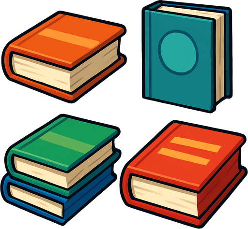 Pack of different books.
In-Game asset.  High contrast.  No shadows. 3D