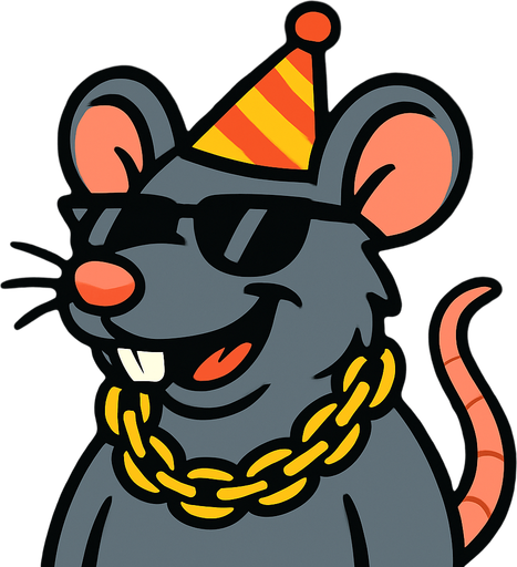Make a rat with a gold chain, party hat, and shades also make him happy.
In-Game asset.  2d.  High contrast.  No shadows