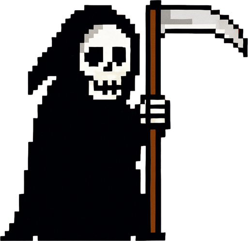 la muerte de pixeles.
In-Game asset.  2d.  High contrast.  No shadows