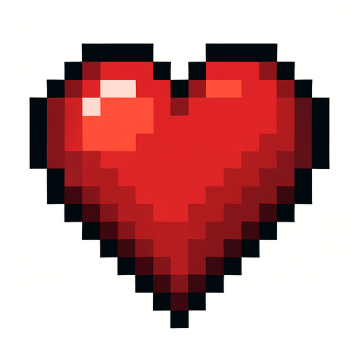 Pixel heart.
In-Game asset.  2d.  High contrast.  No shadows