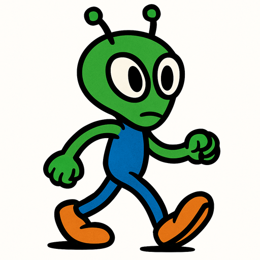 uzaylı hareket etsin animasyonlu olsun.
In-Game asset.  2d.  High contrast.  No shadows