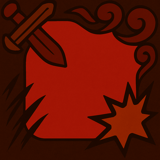 El margen de un botón que indica ataque de un juego de mesa, color rojo sin texto